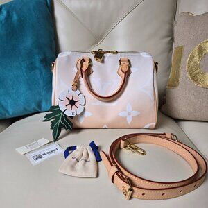 Louis Vuitton Monogram Giant By The Pool Speedy Bandouliere 25 Mist Brume